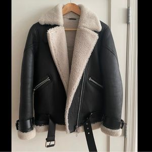 Allsaints REI shearling moto jacket. Size xs, RRP $1,499 + tax
